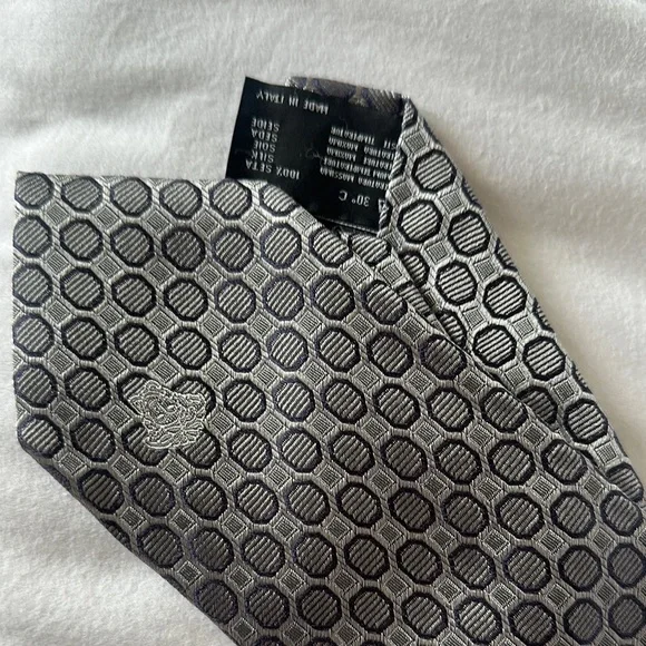 Versace Black and Gray Patterned Tie - Picture 5 of 5